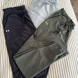 Under Armour Tri-Pack Joggers in Black, Light Gray, and Olive